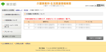 未掲載の事業所を確認したい